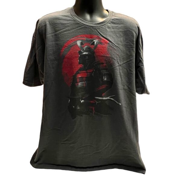 Samurai Warrior T-Shirt XXL Gray Graphic Tee Japan Art Style - Japanese Warrior - Picture 1 of 6